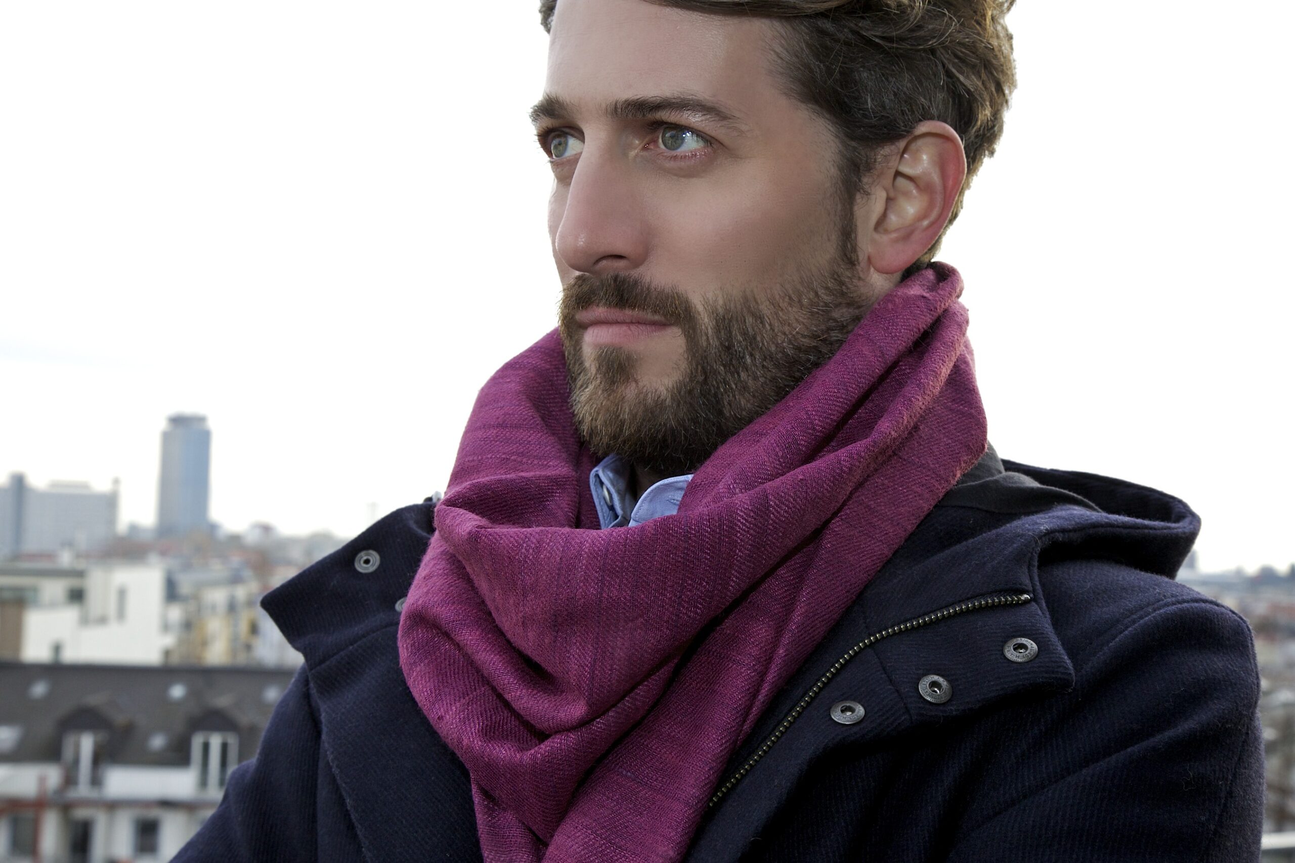 Eri Twill Scarf Plum - Image 2